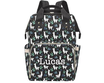 Personalized Llama Diaper Bag Backpack, Custom Name Diaper Bag Backpack, Baby Shower Gift