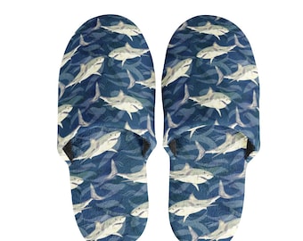 Pantofole Shark, tessuto scamosciato in poliestere, suola in gomma antiscivolo