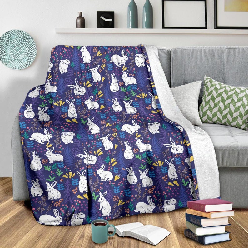 Rabbit Blanket Rabbit Throw Blanket Rabbit Fleece Blanket Etsy