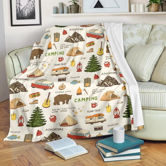 Camping Blanket Camping Throw Blanket Camping Fleece Etsy