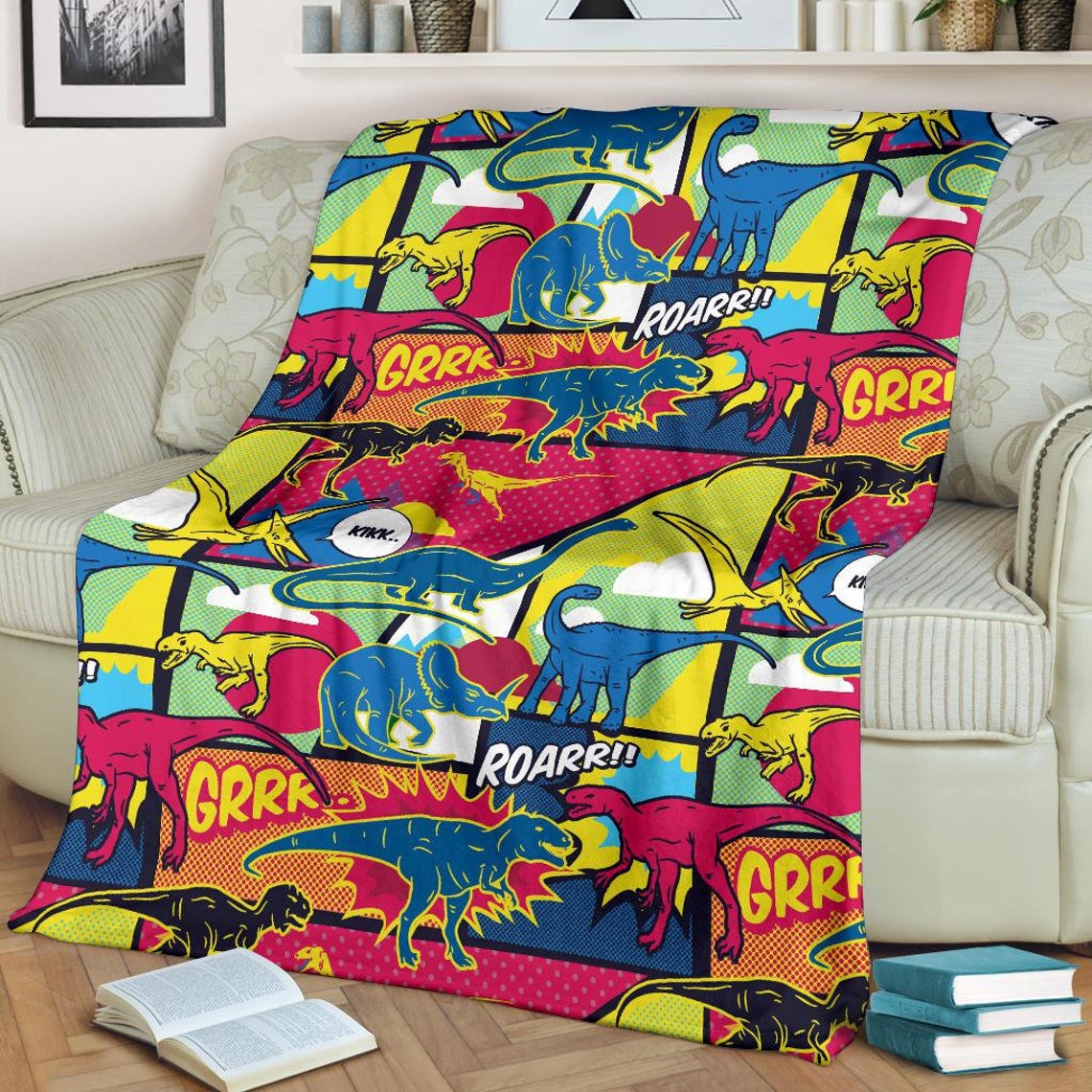 Dinosaur Blanket Dinosaur Throw Blanket Dinosaur Fleece Etsy