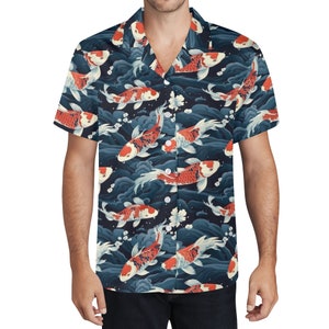 Koi Fish Men&#39;s Hawaiian Casual Shirt