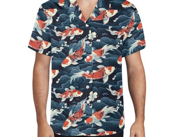 Koi Fish Chemise hawaïenne décontractée pour hommes