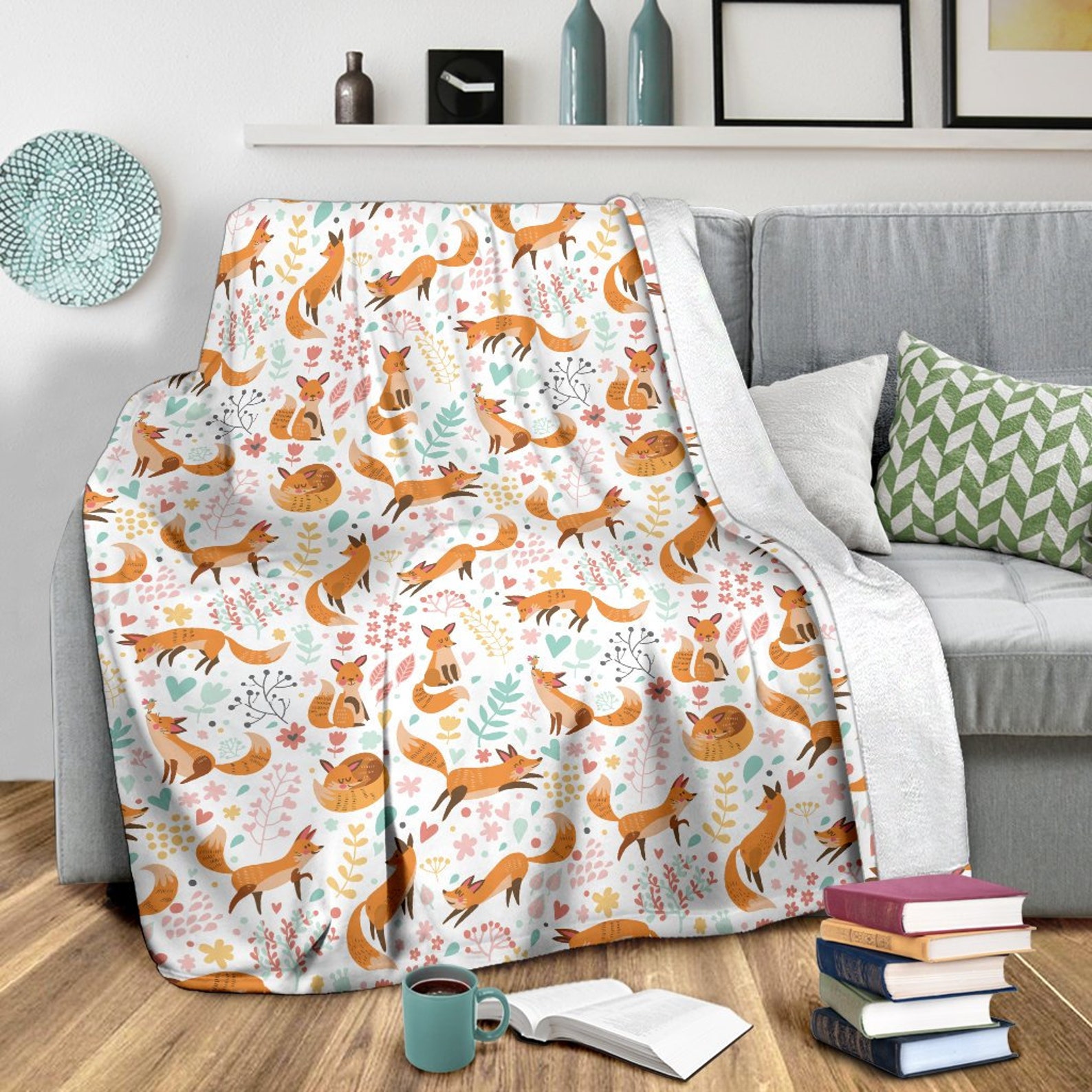 Fox Blanket Fox Throw Blanket Fox Fleece Blanket Fox Adult Etsy