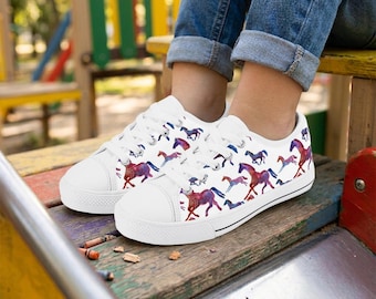 Personalized Horse Kid's Low Top Canvas Shoes