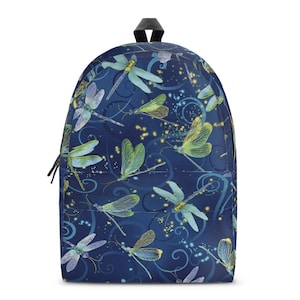 Sac à dos libellule personnalisé - Sac d'école pour enfants avec nom personnalisé, sac à dos insecte nature