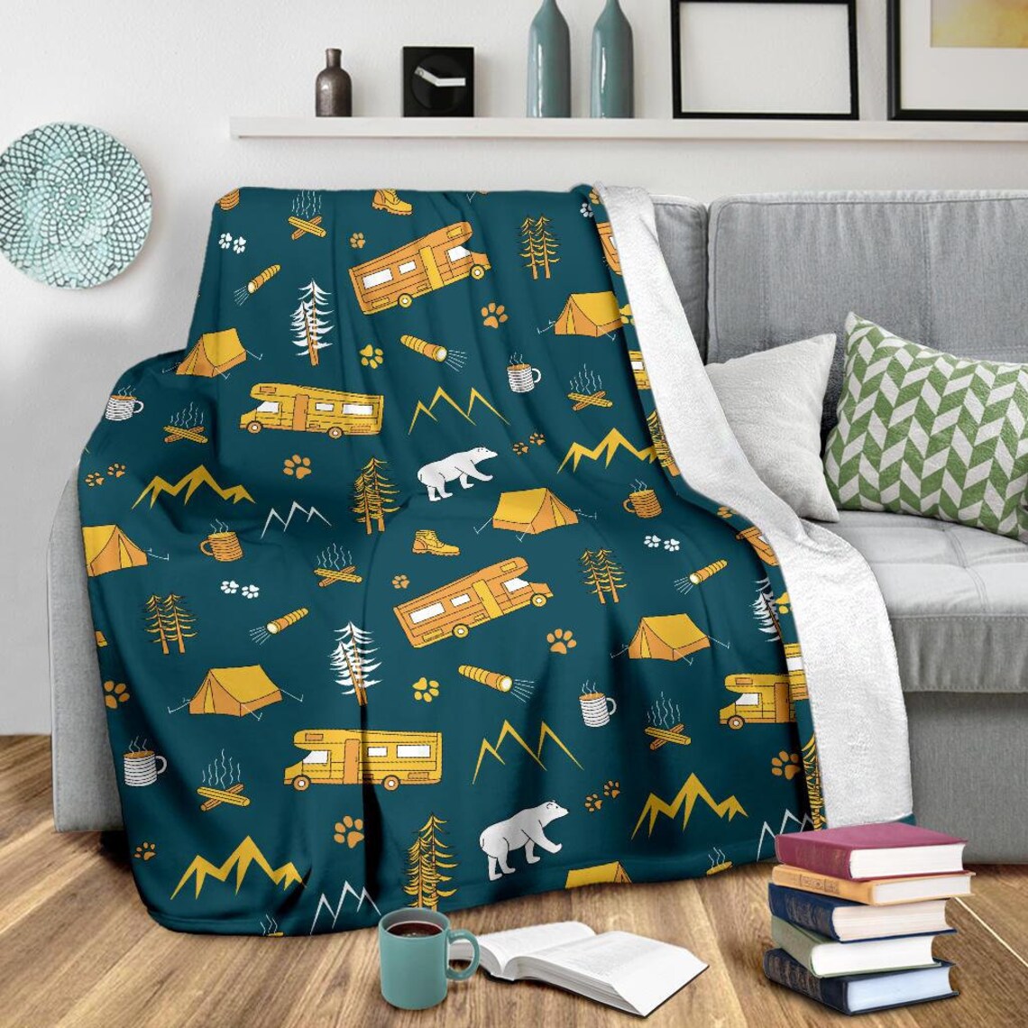 Camping Blanket Camping Throw Blanket Camping Fleece Etsy