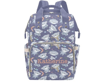 Personalized Koala Diaper Bag Backpack, Custom Name Diaper Bag Backpack, Baby Shower Gift