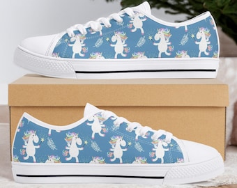 Unicorn Canvas Sneakers: Low Top Shoes for Women & Kids