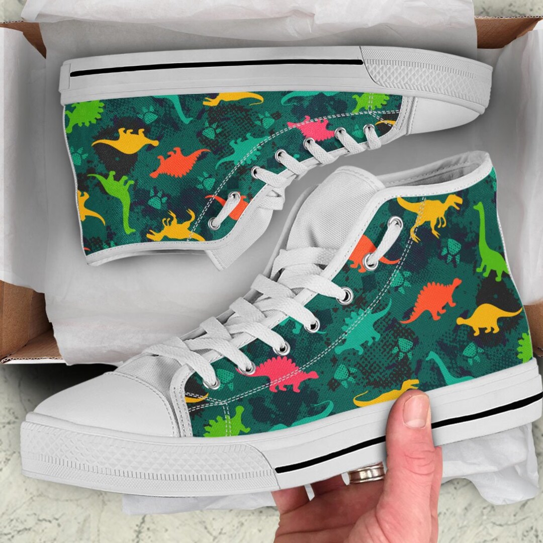 Dinosaur High Top Shoes, Dinosaur Sneakers, Dinosaur Women High Top