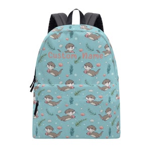 Sac à dos personnalisé en forme de loutre - Sac d'école pour enfants avec nom personnalisé, joli sac à dos en forme de loutre