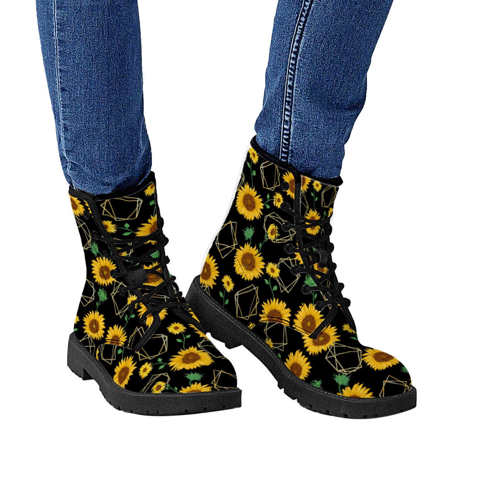 Sunflower Boots Sunflower leather boots Sunflower women Etsy