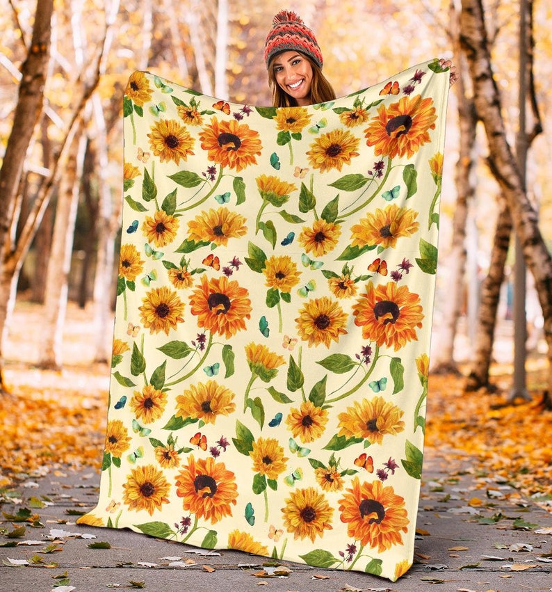 Sunflower Blanket Sunflower Throw Blanket Sunflower Fleece Etsy