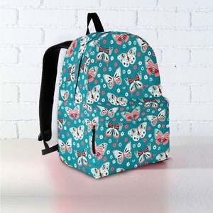 Sac à dos papillon personnalisé - Sac d'école pour filles avec prénom personnalisé, sac à dos insecte coloré
