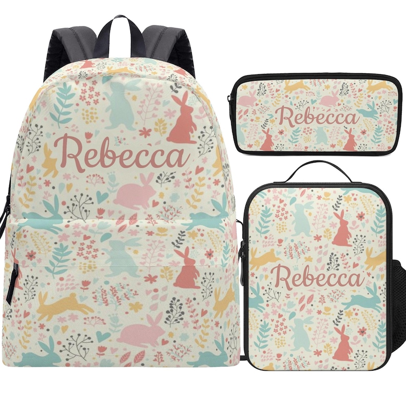 Personalized Rabbit Backpack: Custom Kids School Bag image 1