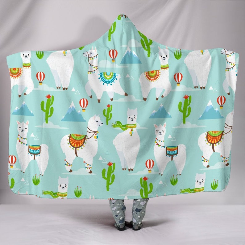 Llama Hooded Blanket Llama Blanket Llama Blanket with Hood Etsy