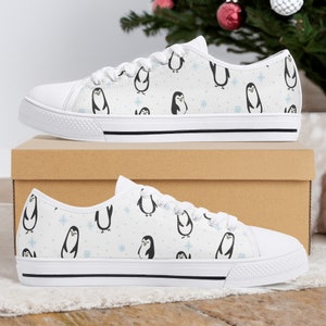 Penguin Shoes, Penguin Sneakers, Penguin Women Shoes, Penguin Kid Shoes, Penguin Canvas Shoes image 2