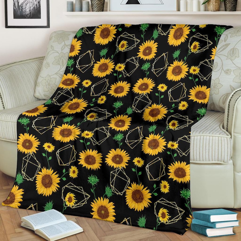 Sunflower Blanket Sunflower Throw Blanket Sunflower Fleece Etsy