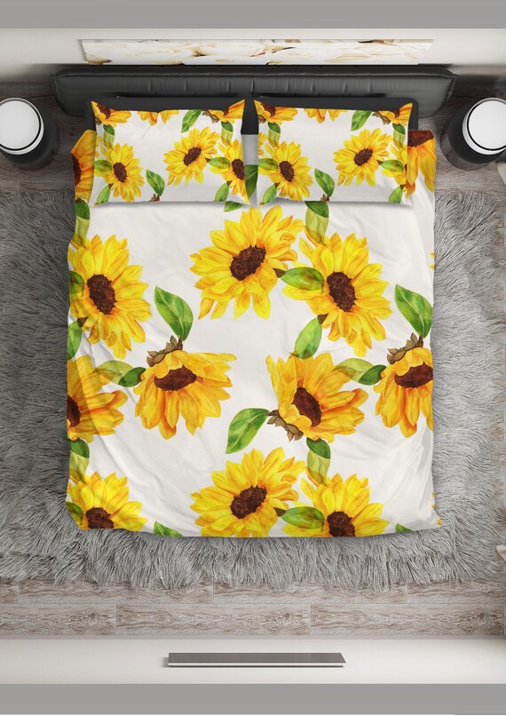 Sunflower Bedding Sunflower Duvet Cover Sunflower Bedding Etsy