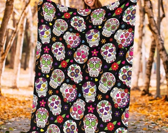 Skull fleece blanket cheap