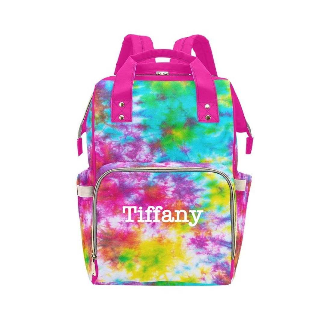 Personalized Tie Dye Diaper Bag Backpack, Custom Name Diaper Bag