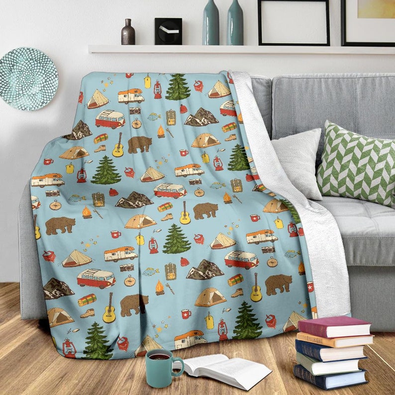 Camping Blanket Camping Throw Blanket Camping Fleece Etsy