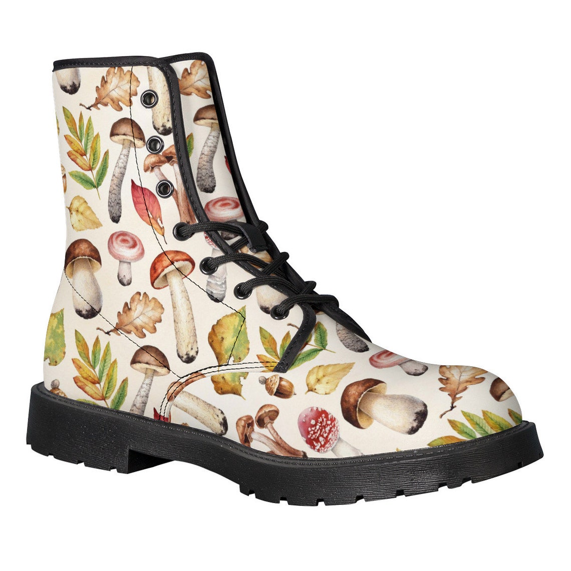 Mushroom Boots Mushroom Leather Boots Mushroom Women Boots Etsy