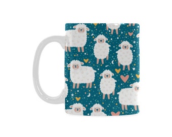 Sheep Print Coffee Mug, Farmhouse Decor, Sheep Lover Gift