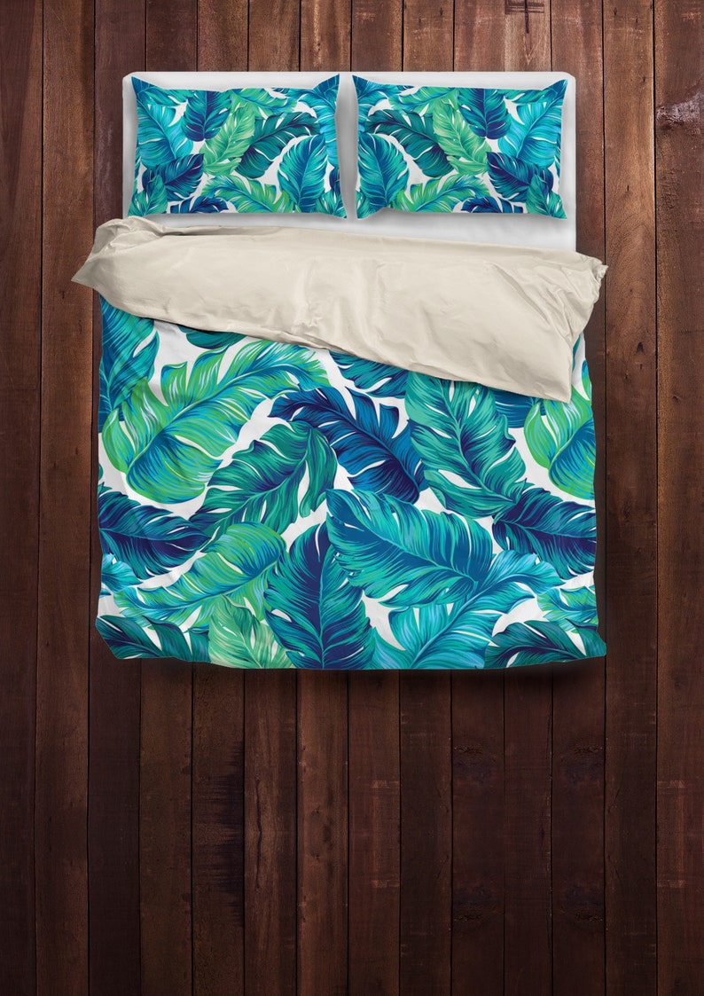 Tropical Leaves Bedding Tropical Leaves Duvet Cover Etsy