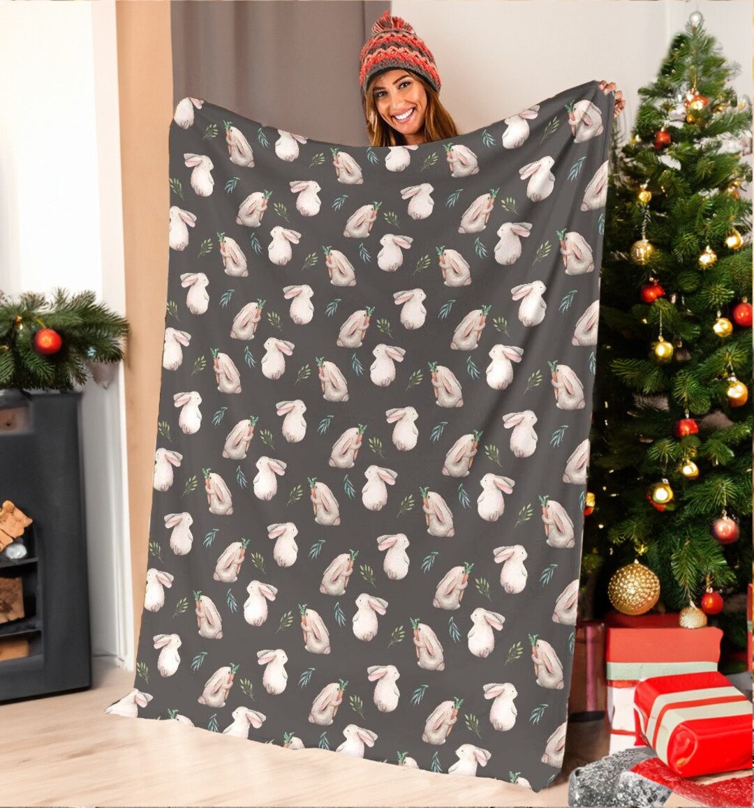 Rabbit Blanket Rabbit Throw Blanket Rabbit Fleece Blanket Etsy
