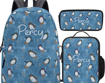 Personalized Penguin Backpack: Custom Name, Kid or Adult Sizes