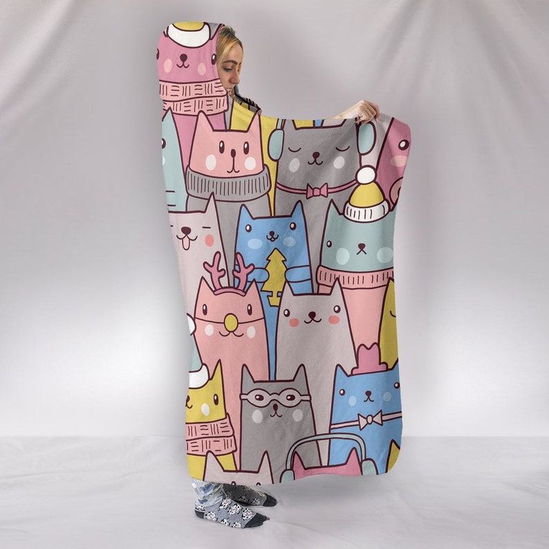 Cat Hooded Blanket Cat Blanket Cat Blanket With Hood Etsy