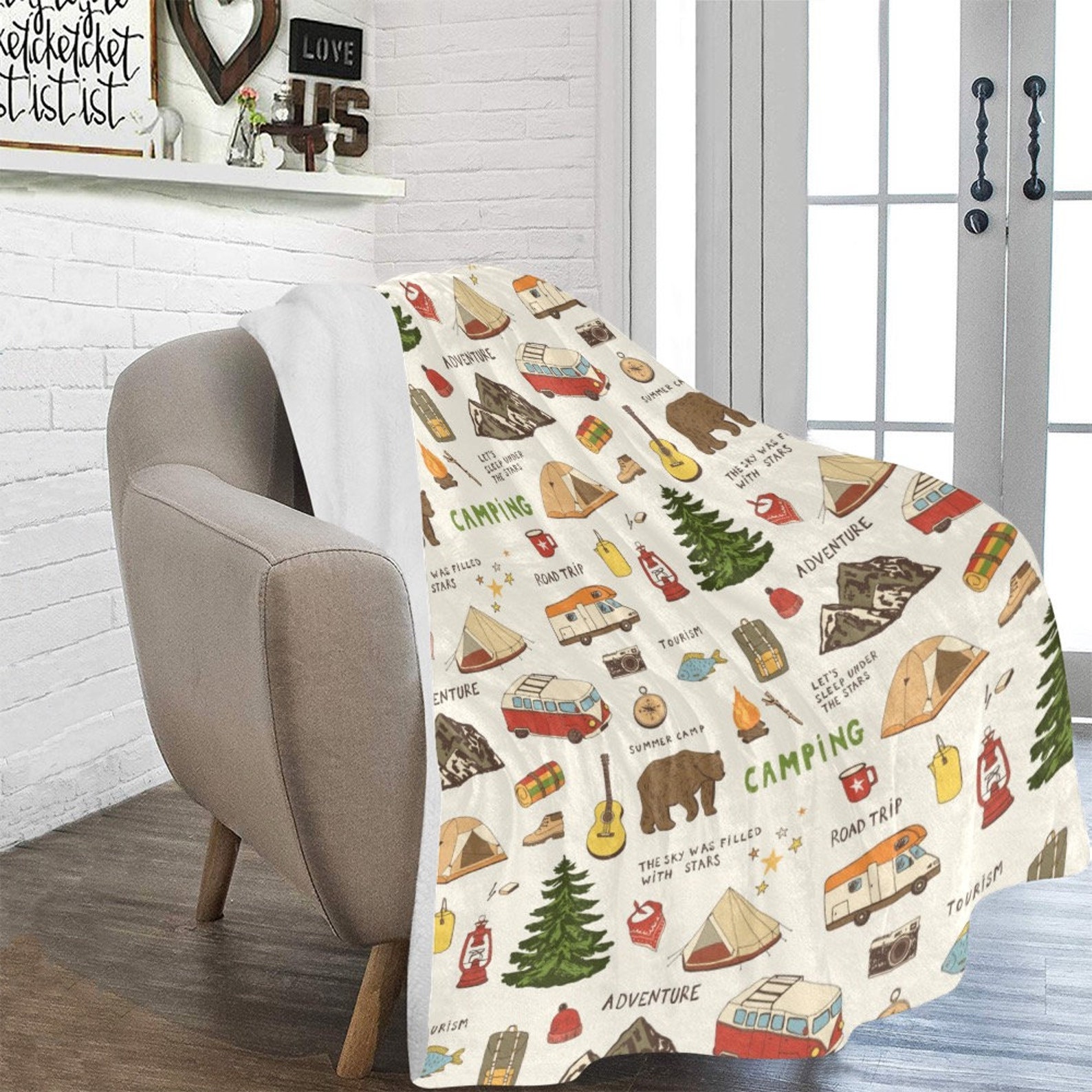 Camping Blanket Camping Throw Blanket Camping Fleece Etsy