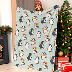 Penguin Blanket, Penguin Throw Blanket, Penguin Fleece Blanket, Penguin Kid Blanket, Penguin Adult Blanket