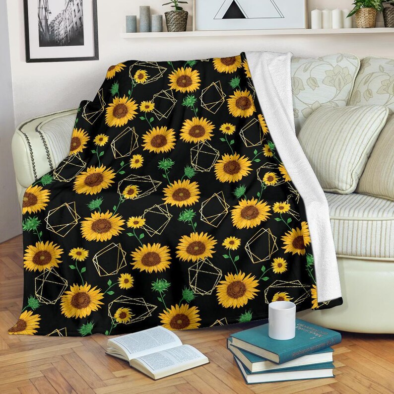 Sunflower Blanket Sunflower Throw Blanket Sunflower Fleece Etsy