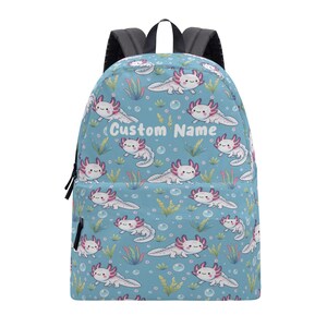 Sac à dos Axolotl personnalisé - Sac à dos personnalisable design Axolotl pour les voyages scolaires ou un usage quotidien