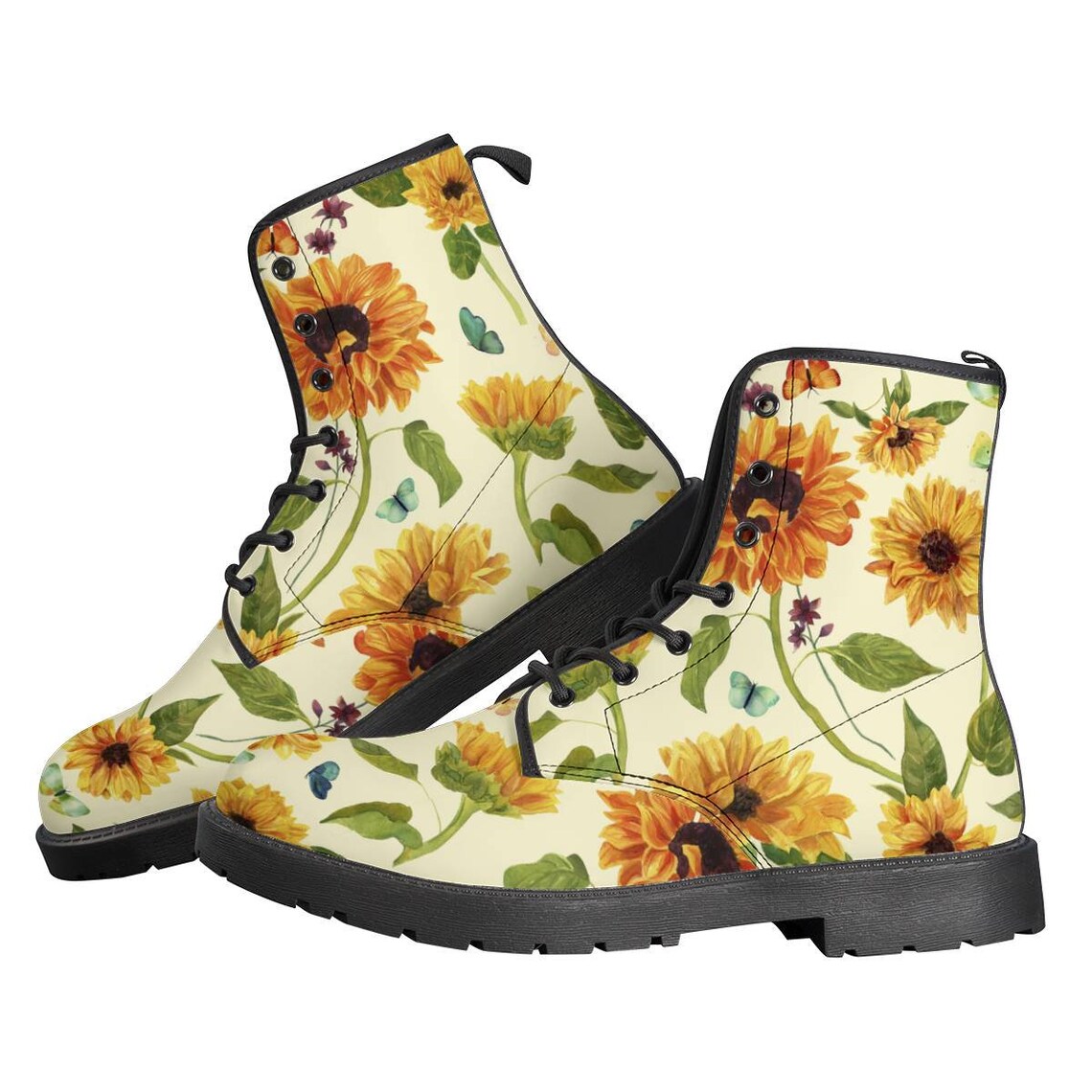 Sunflower Boots Sunflower Leather Boots Sunflower Women Etsy UK
