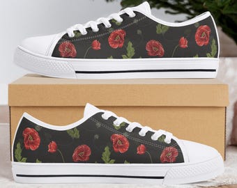 Canvas Poppy-sneakers: lage schoenen met bloemen