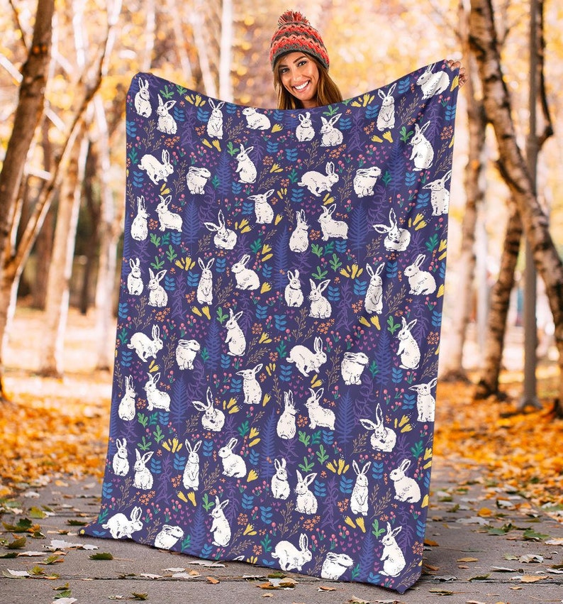 Rabbit Blanket Rabbit Throw Blanket Rabbit Fleece Blanket Etsy New