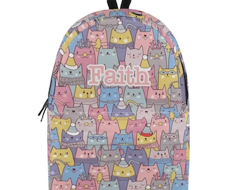 Personalized Cat Backpack, cat pencil lunch bag, cat pencil case