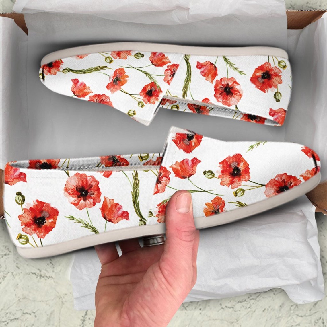 Poppy Shoes Poppy Women Shoes Shoes With Poppy Flower Etsy