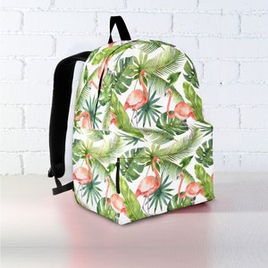 Sac à dos personnalisé Flamant rose - Sac d'école pour enfants avec nom personnalisé, sac à dos mignon oiseau tropical