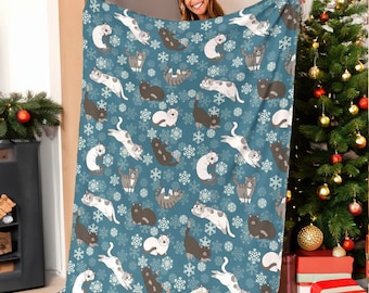 Cat Blanket, Cat Throw Blanket, Cat Fleece Blanket, Cat Adult Blanket, Cat Kid Blanket