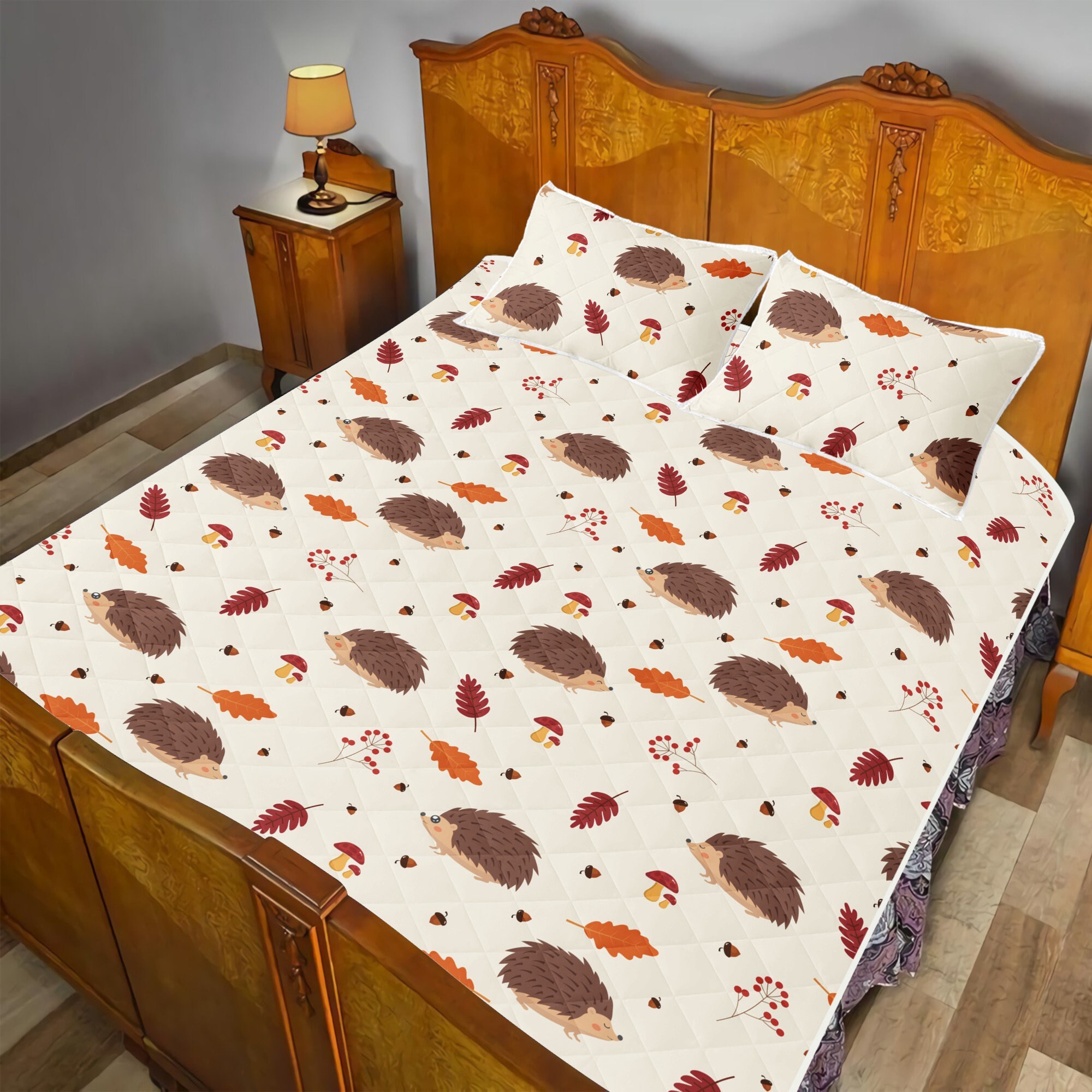 Hedgehog Quilt Hedgehog Quilt Sets Hedgehog Quilt Bed Sets Etsy