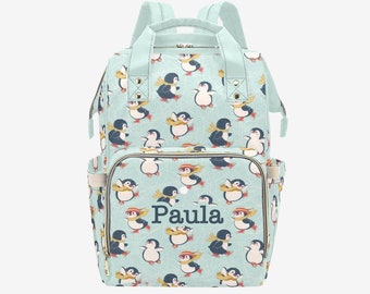 Personalized Penguin Diaper Bag Backpack, Baby Shower Gift