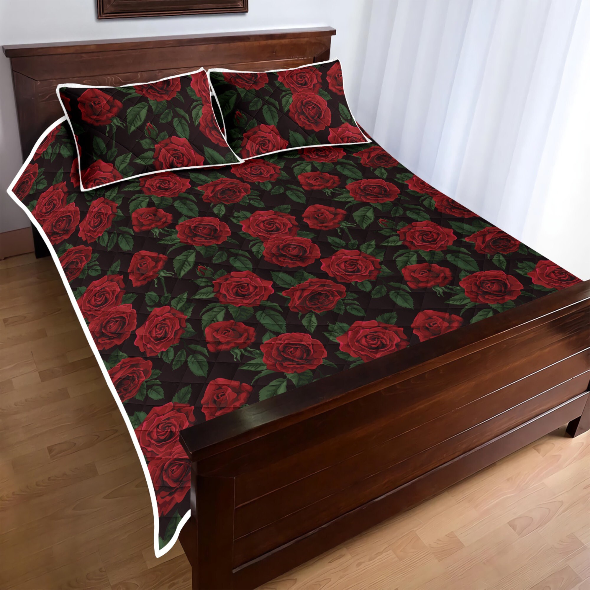 Rose Quilt Rose Quilt Sets Rose Quilt Bed Sets Rose Quilt Etsy