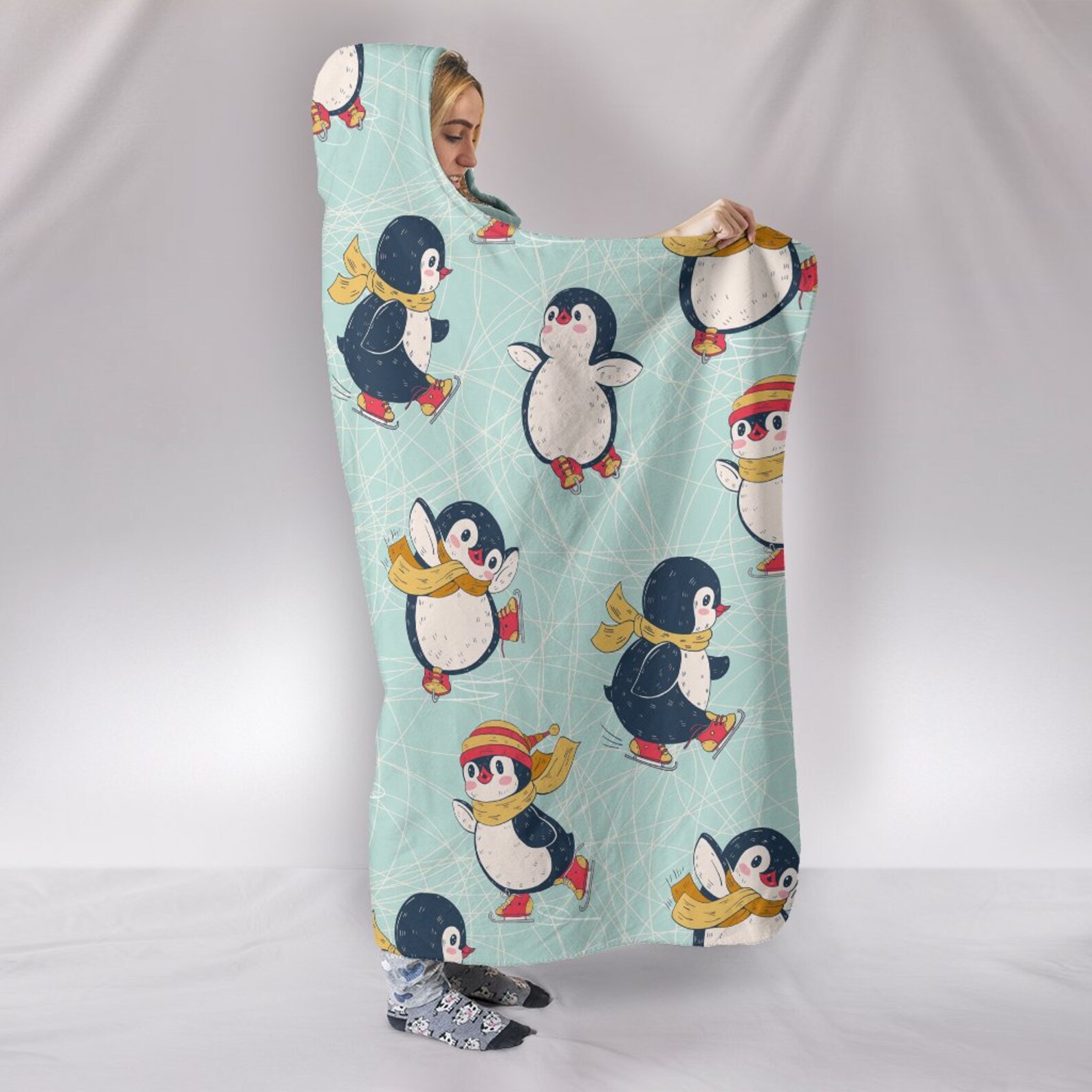 Penguin Hooded Blanket Penguin Blanket Penguin Blanket Etsy