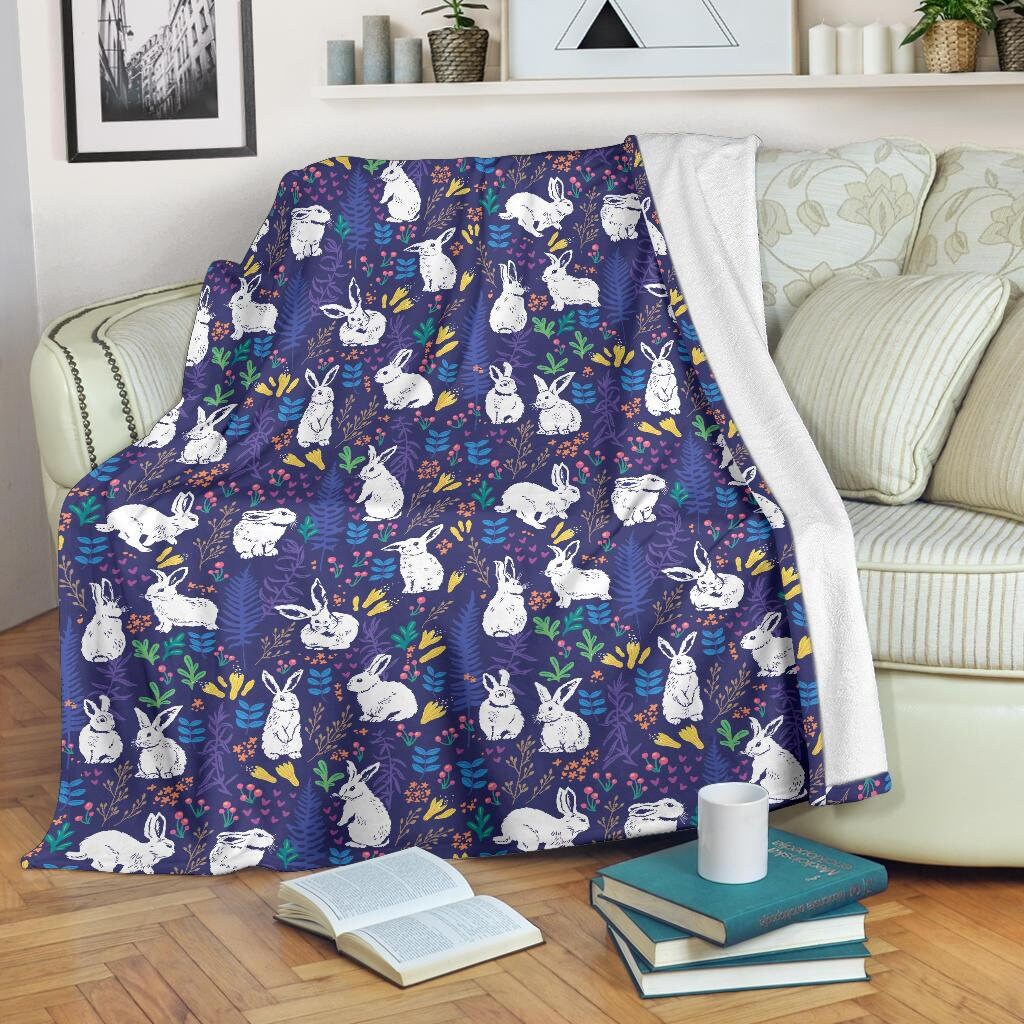 Rabbit Blanket Rabbit Throw Blanket Rabbit Fleece Blanket Etsy