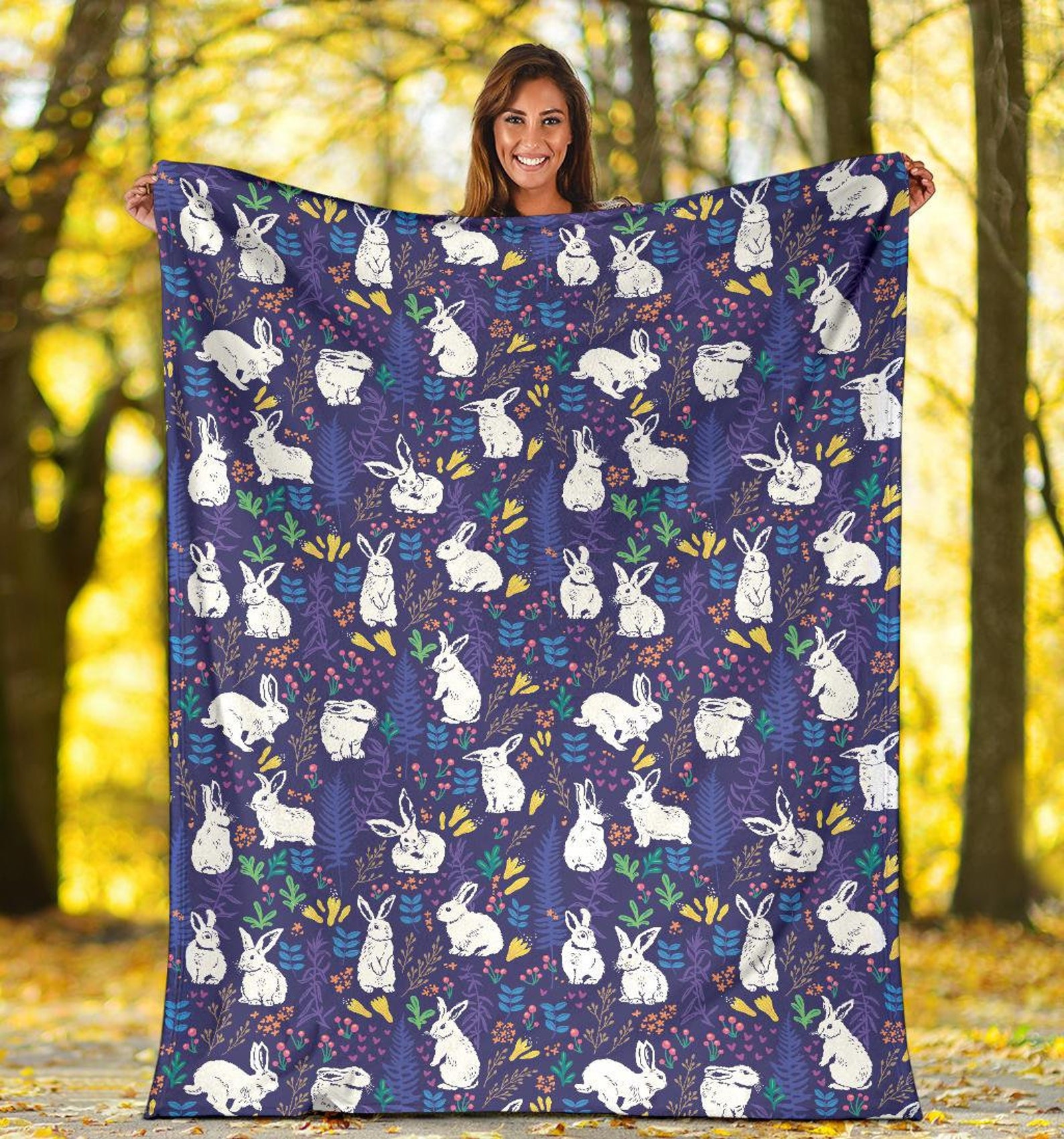 Rabbit Blanket Rabbit Throw Blanket Rabbit Fleece Blanket Etsy