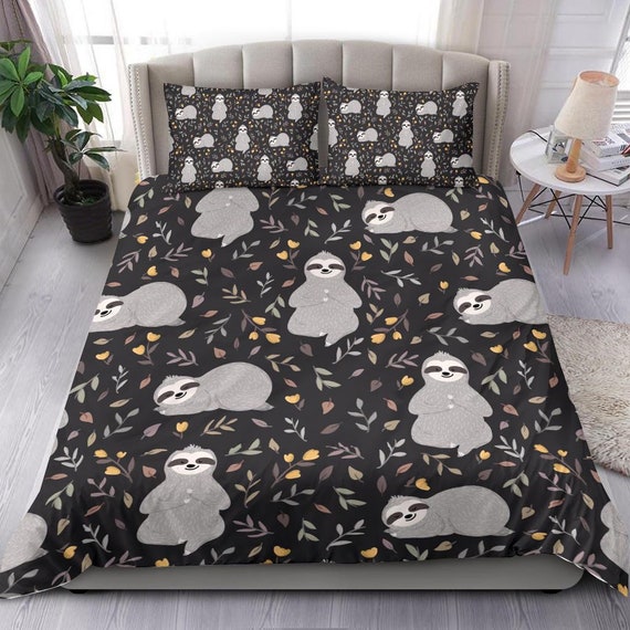 Sloth Bedding Sloth Duvet Cover Sloth Bedding Set Sloth Etsy
